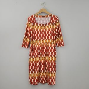 J Mclaughlin Catalina Cloth Geoprint Emma Dress Three Quarter Sleeve Sz Medium